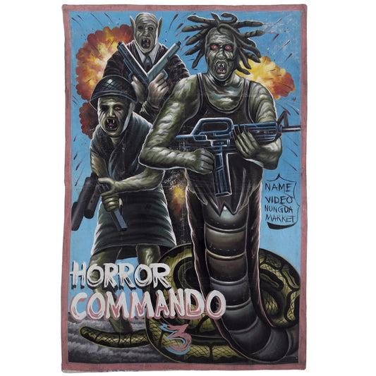 Horror Commando 3 Movie Poster - Hand Painted In Ghana - horror scene artwork