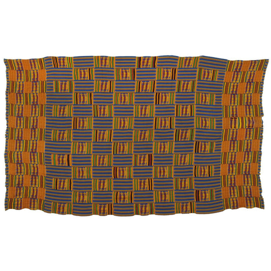 Handwoven Ashanti Kente Cloth – Vintage 1970s Woman Size (189×117 cm)