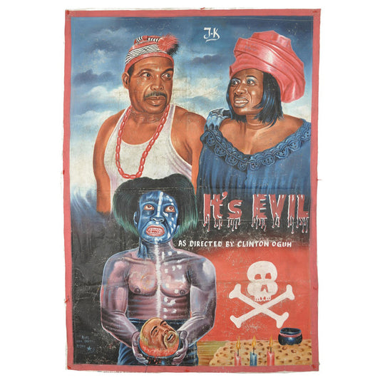 It'S Evil African Movie Poster - Hand Painted In Ghana - horror scene artwork