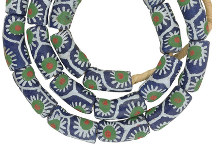 Handmade Fancy African Trade Beads - 24" Krobo Glass Beads Ghana - close-up