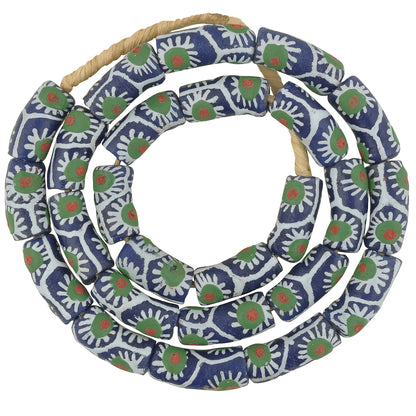 Handmade Fancy African Trade Beads - 24" Krobo Glass Beads Ghana