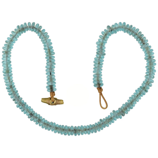 Translucent Powder Glass Beaded Necklace With Ashanti Brass