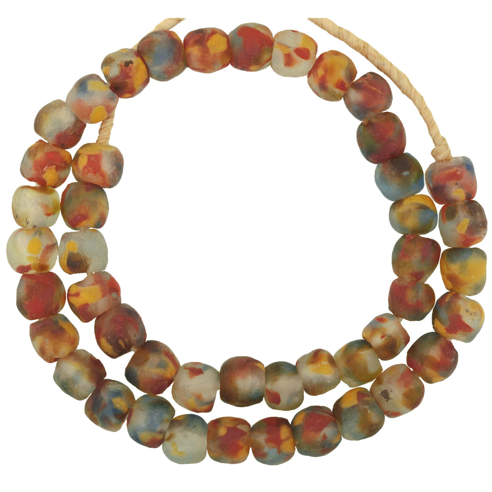 Translucent Krobo Recycled Glass Beads - 14Mm, African Trade Strand