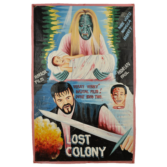Lost Colony Movie Poster - Hand-Painted Horror Art From Ghana - horror scene artwork