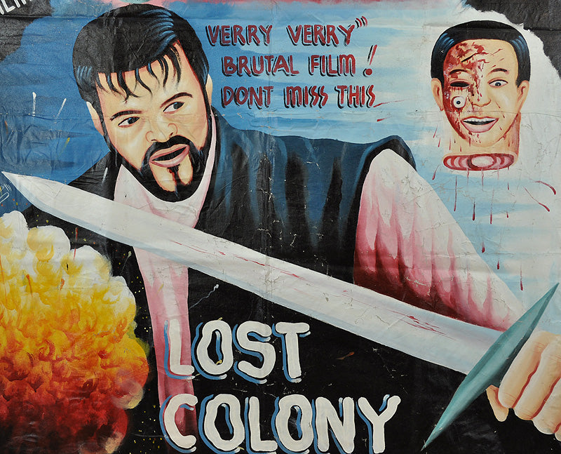 Lost Colony Movie Poster - Hand-Painted Horror Art From Ghana - close-up