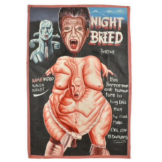 Nightbreed Hand-Painted Horror Movie Poster From Ghana - horror scene artwork