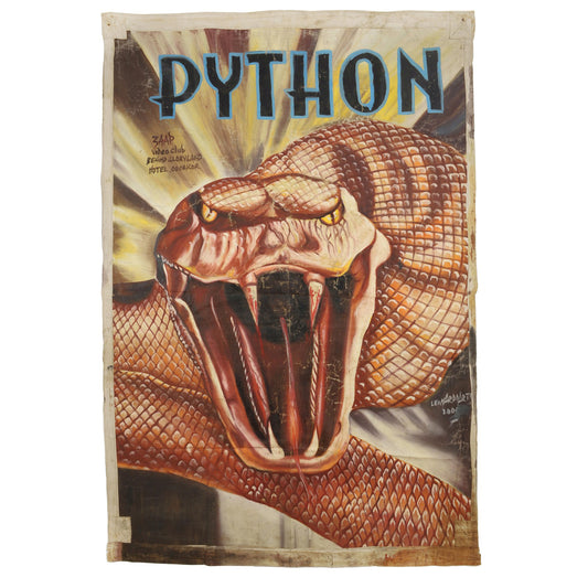 Hand-Painted Python Movie Poster - Ghana Horror Action Art - horror scene artwork