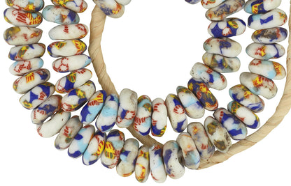 African Trade Beads - Recycled Glass Krobo Disks From Ghana - close-up