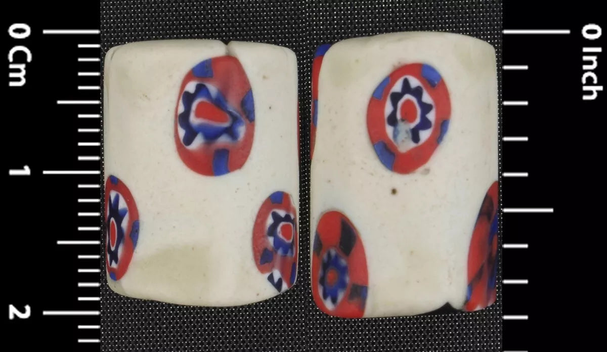 Rare Antique Venetian Millefiori African Trade Beads Pair - alternate view