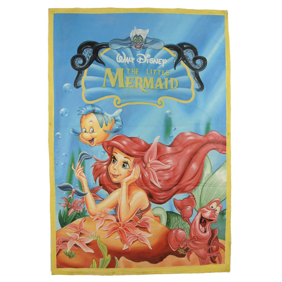 The Little Mermaid Hand-Painted Ghanaian Movie Poster - Unique Art