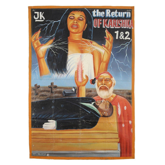 The Return Of Karishika 1&2 Movie Poster - Ghanaian Hand-Painted Art - horror scene artwork