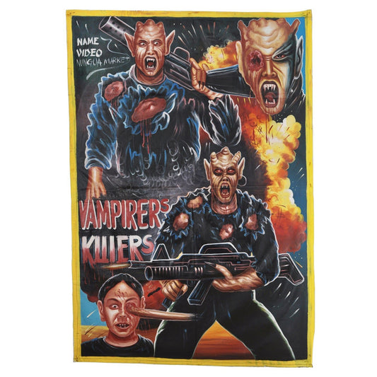 Vampires Killers Movie Poster - Hand-Painted Ghanaian Art - horror scene artwork