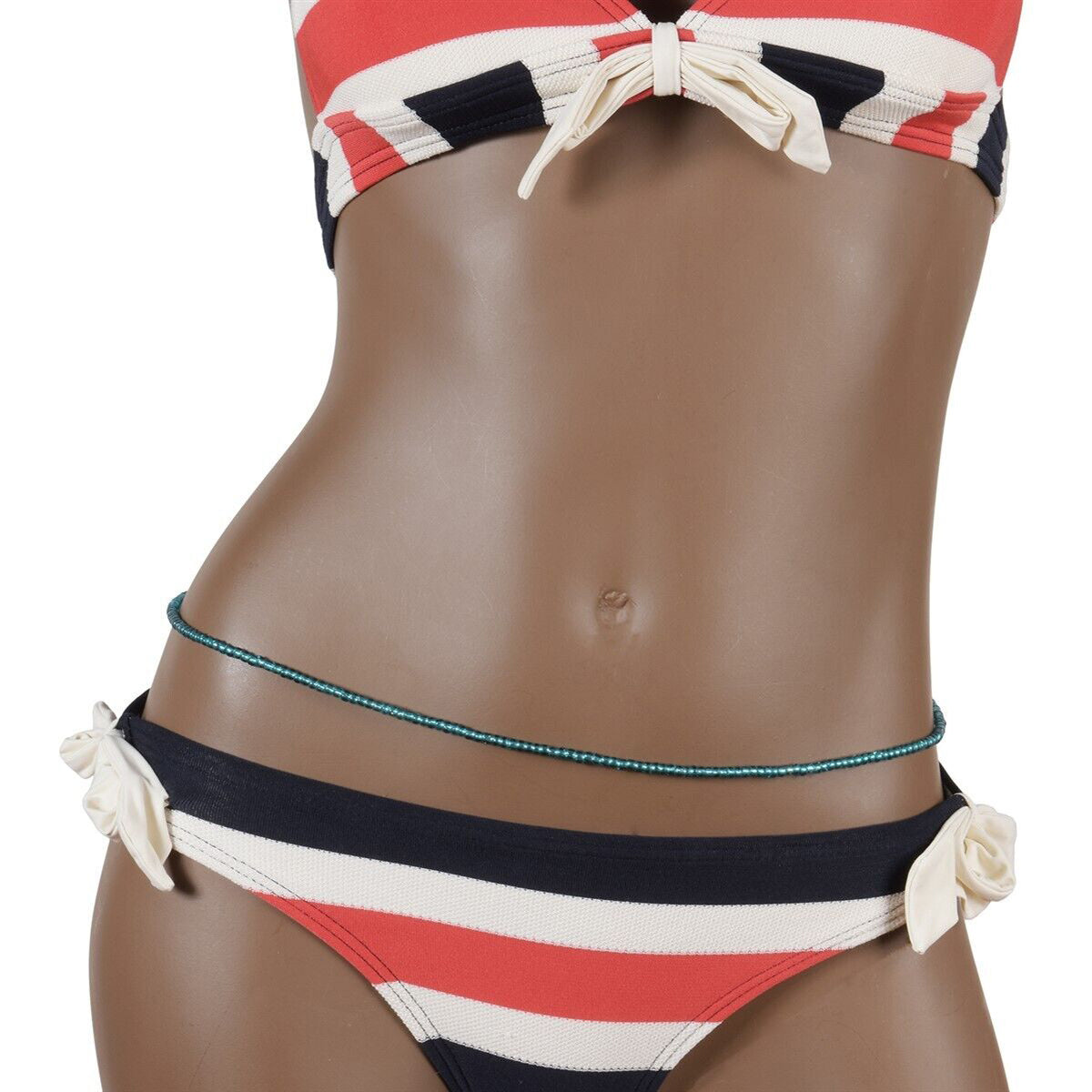 Waist Beads African Belly Chain Body Handmade Glass Jewelry Weight Control Ghana - angled shot