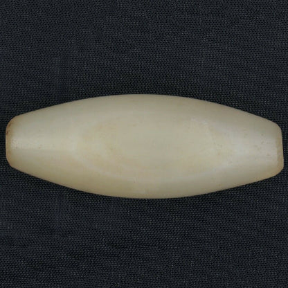 Antique White Agate Trade Bead Pendant from Cambay India – 47×17 mm