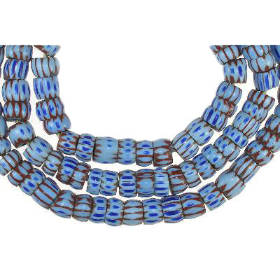 Rare Large Awale Venetian Chevron Beads Strand 27", 8-10Mm, 1900S