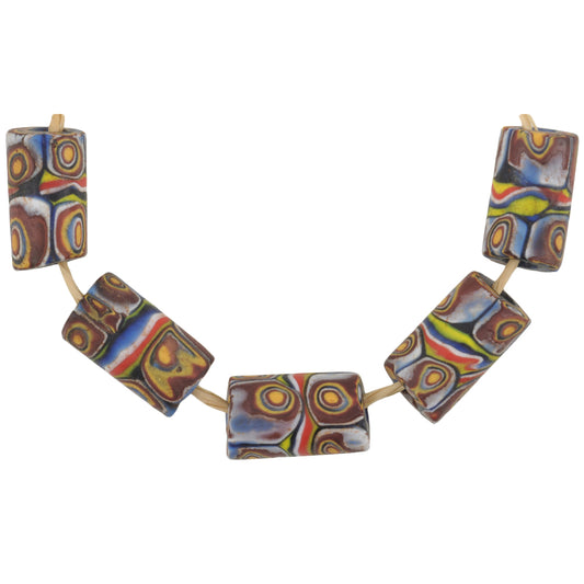 Antique Banded Millefiori Venetian Glass Trade Beads, 14-15Mm