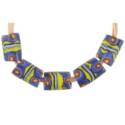 Antique Banded Millefiori Venetian Mosaic Glass Trade Beads, 11X7Mm