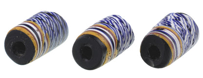 Rare Antique Venetian Banded Fancy Wound Glass Trade Beads - 14-15Mm - alternate view