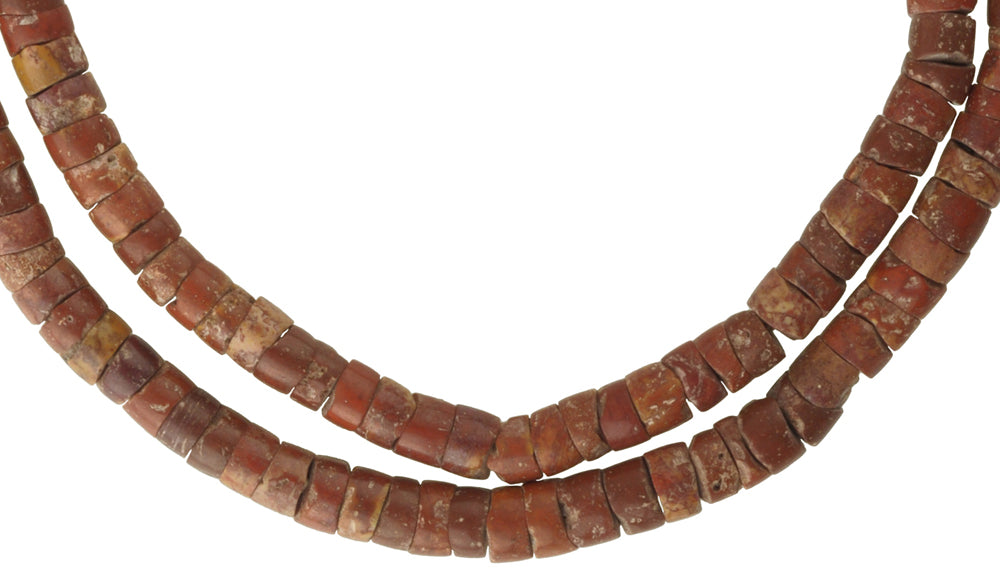 African Bauxite Trade Beads Necklace - Ghana Tribal Beads 7-8Mm - alternate view