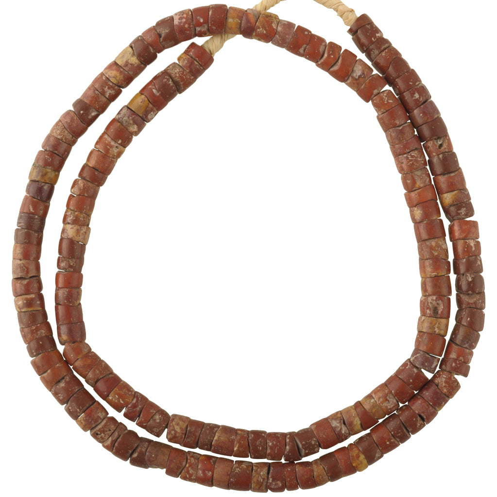 African Bauxite Trade Beads Necklace - Ghana Tribal Beads 7-8Mm