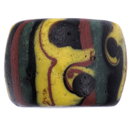 Antique Black Fancy Venetian Glass Trade Bead With Trail Decoration