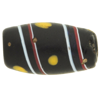 Antique Black Venetian Glass Trade Bead, Fancy Wound, 1800S African Beads