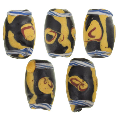Antique Fancy Black Venetian Lampwork Trade Beads