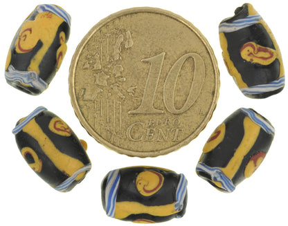 Antique Fancy Black Venetian Lampwork Trade Beads - alternate view