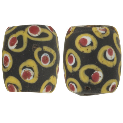 Rare Antique Black "Eye" Venetian Lampwork Glass Trade Beads, 14X12Mm