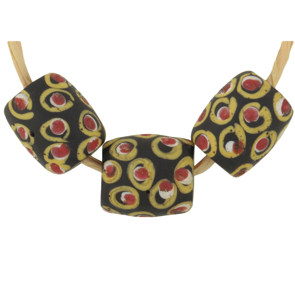 Rare Antique Black Eye Venetian Wound Glass Trade Beads, 14Mm