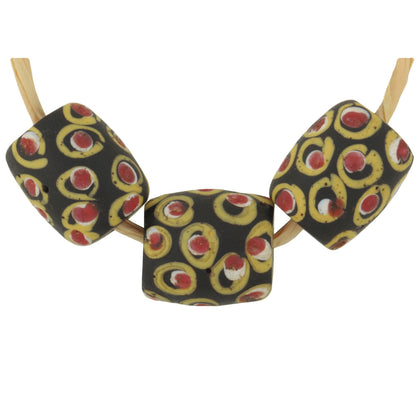 Rare Antique Black Eye Venetian Wound Glass Trade Beads, 14Mm