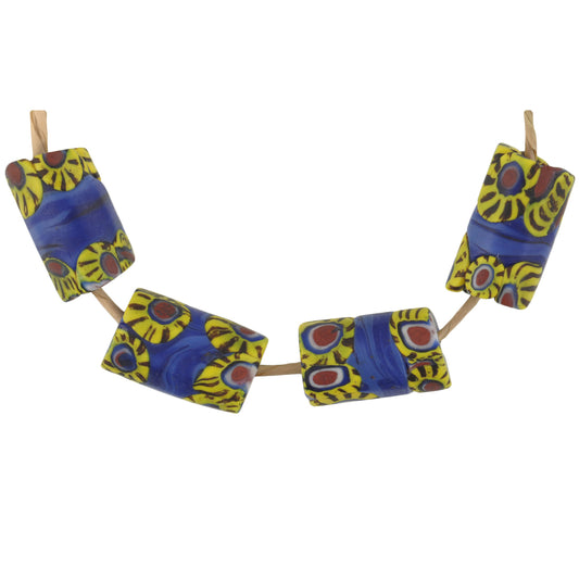 Antique Blue Banded Millefiori Mosaic Glass African Trade Beads