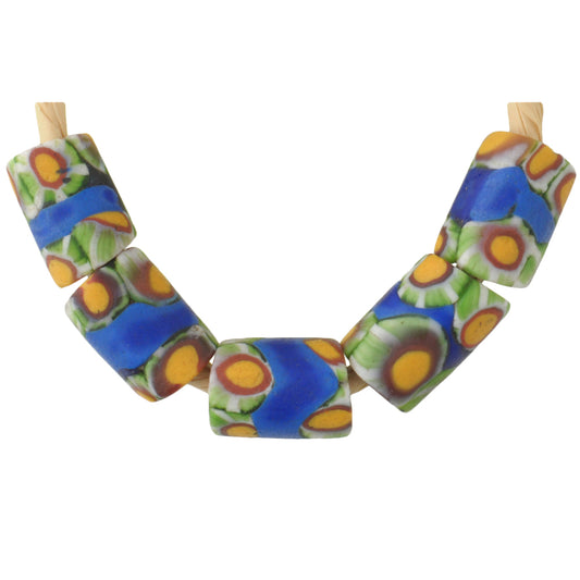 Antique Banded Millefiori Venetian African Trade Beads - 5 Pcs