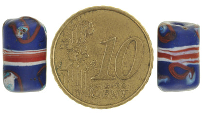 Rare Old Banded Blue Eye Fancy Antique Venetian Wound Glass Trade Beads - alternate view