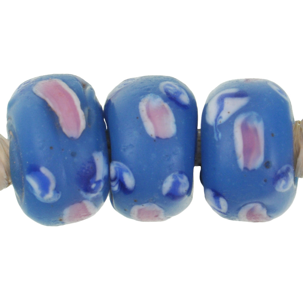 Rare Antique Blue Venetian Lampwork Beads With Trail Decoration - African Trade