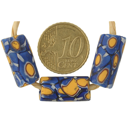 Antique 19-20Mm Venetian Millefiori Mosaic Glass Trade Beads, African Trade