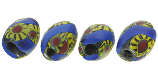 Rare Antique Venetian Oval Millefiori Mosaic Glass African Trade Beads - alternate view