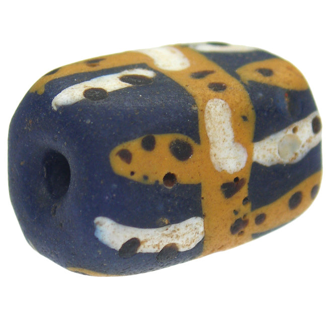 Rare Antique Rectangular Fancy Venetian Lampwork African Trade Bead 17X10Mm