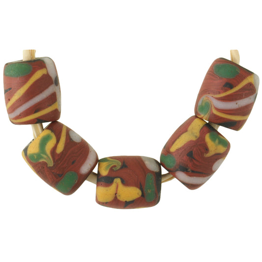 Antique Fancy Brick Venetian Lampwork Glass Trade Beads - African Wound Beads