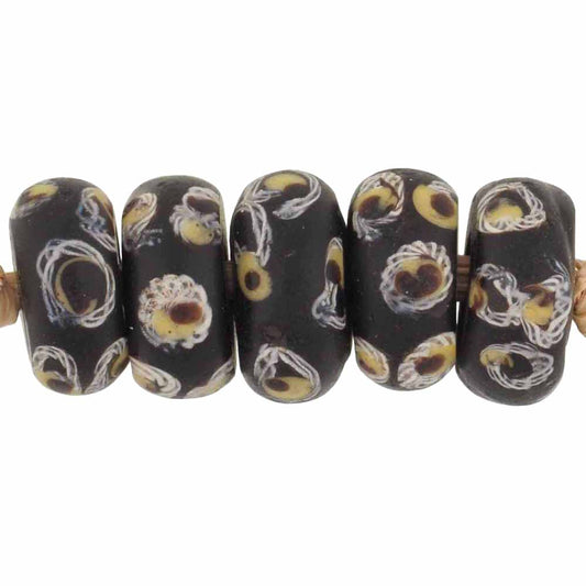 Rare Black "Eye" Fancy Disk Antique Venetian Lampwork Trade Beads
