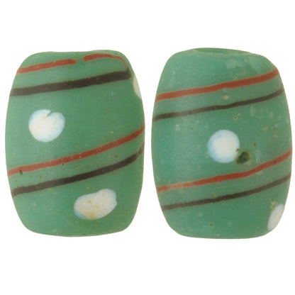 Rare Green "Eye" Fancy Antique Venetian Lampwork Glass Trade Beads