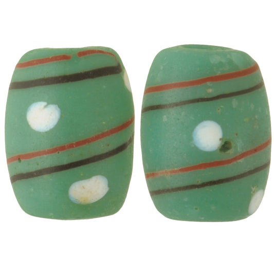 Rare Green "Eye" Fancy Antique Venetian Lampwork Glass Trade Beads