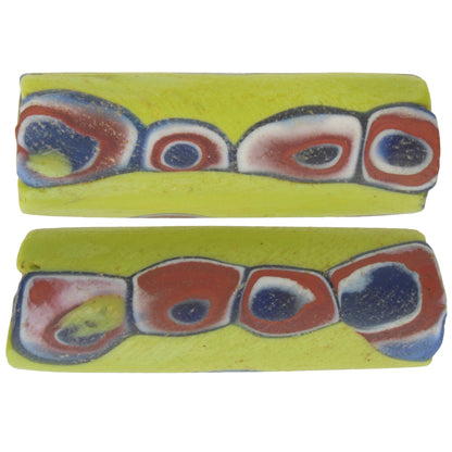 Antique Large Venetian Millefiori African Trade Beads, Mosaic Pair