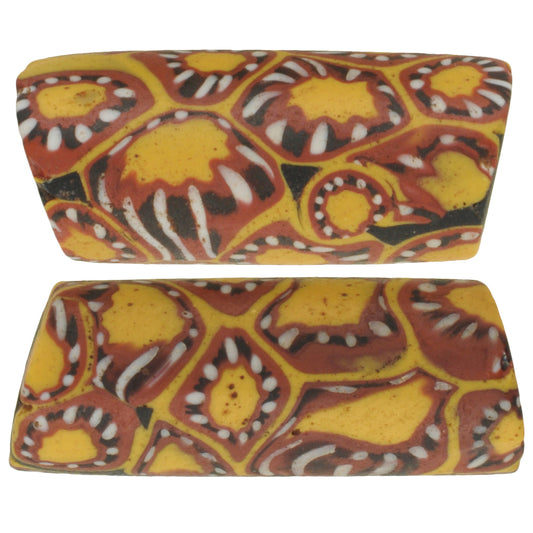 Antique Large Venetian Millefiori Mosaic Beads, African Trade Beads Pair