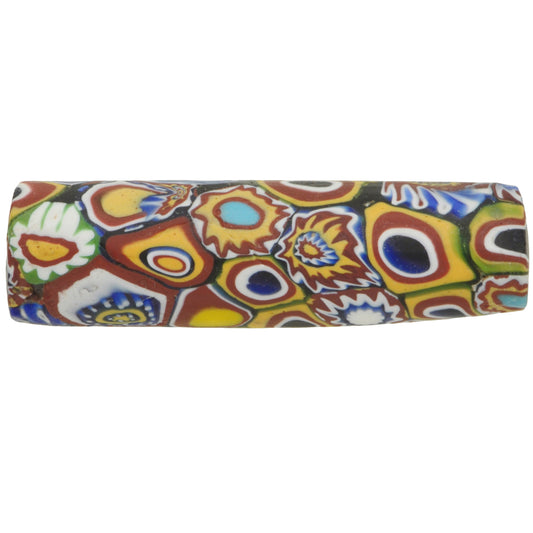Rare Antique Large Multimurrine Venetian Millefiori Mosaic Trade Bead, 40X12Mm