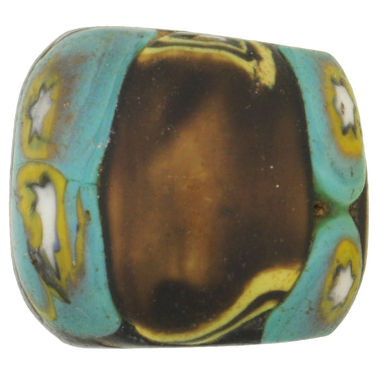 Rare Antique Large Venetian Millefiori African Trade Bead, 15X13Mm, Mosaic Glass
