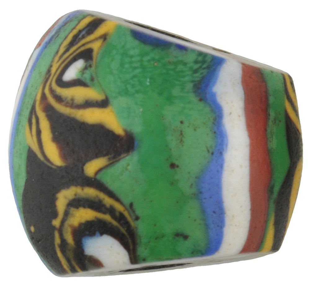 Rare Antique Large Venetian Millefiori Mosaic Glass Trade Bead 15X13 Mm - close-up