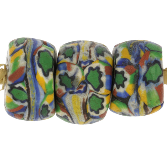 Antique Large Banded Millefiori Venetian Mosaic Glass Trade Beads