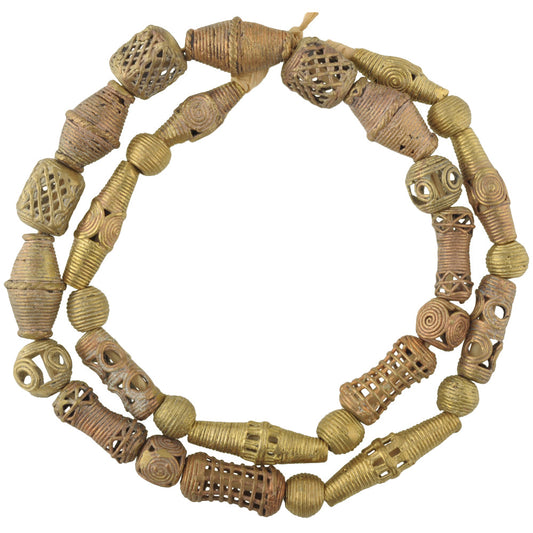 Handmade African Brass Beads From Ghana - 26 ¾" Strand