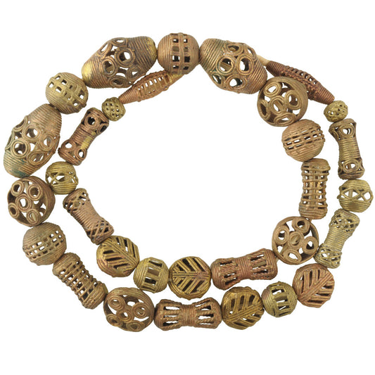 Authentic African Brass Beads Handmade In Ghana - 27" Strand